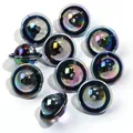 UV-plated iridescent acrylic saucer beads with vertical holes for DIY jewelry making crafts - Black