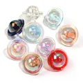 Acrylic UV plated colorful transparent UFO beads for DIY jewelry making creations - Random Mixed Colors