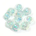 Iridescent UV plated acrylic saucer beads with vertical holes for DIY jewelry crafting - Blue
