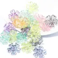 Close-up of colorful iridescent five-petal flower beads for DIY jewelry making - Mixed Transparent Iridescent Five-Petal Heart Flower Bead Cap