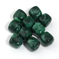 Cuentas cuadradas de acrílico marmoleado verde oscuro para hacer joyas DIY a mano - Verde oscuro