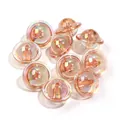 Iridescent UV plated acrylic UFO beads with vertical hole for DIY phone chain crafts - Light Coffee