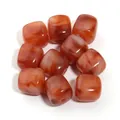 Cuentas cuadradas de acrílico jaspeado en rojo y blanco para manualidades DIY - Marrón Rojizo Blanco