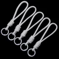 Durable white braided anti-lost lanyard strap with round ring clip for keys or water bottle - 5 Pieces/Pack (Total Length approx 13cm) / White