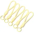 Set of five light yellow braided loop lanyards with circular carabiner clips for accessories - 5 Pieces/Pack (Total Length approx 13cm) / Yellow