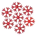 Parches de copos de nieve con purpurina roja para adornos de Navidad y manualidades caseras - 100 Piezas/Paquete (2.2cm) / Copo de Nieve Rojo de Seis Pétalos