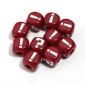 Perles carrées en acrylique rouge avec points d'exclamation blancs pour bijoux DIY - Perles carrées / 12mm (Trou de 4,9mm) / Bordeaux