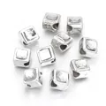 Square silver-plated spacer beads with clear resin gemstone for jewelry making - 10x10mm / White Square