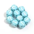 Perles cubiques en acrylique bleu ciel avec motifs de ponctuation pour bijoux DIY créatifs - Perles carrées / 12mm (Trou de 4,9mm) / Bleu