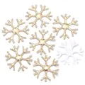 Set de parches de copo de nieve brillantes oro y blanco para decoración navideña - 100 Piezas/Paquete (2.2cm) / Copo de Nieve Dorado de Seis Pétalos