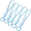 Cordon tressé bleu clair avec anneau en O pour bouteilles d'eau et clés USB anti-perte - 5 Pièces/Paquet (Longueur totale env. 13cm) / Bleu