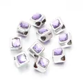 Square purple faceted resin gemstone beads with large holes for DIY jewelry making - Purple Square