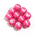 Perles en acrylique rose avec points d'interrogation et d'exclamation pour bijoux - Perles carrées / 12mm (Trou de 4,9mm) / Rose rouge