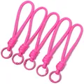 Lot de cinq dragonnes en paracorde tressée rose vif pour téléphones et clés - 5 Pièces/Paquet (Longueur totale env. 13cm) / Rose foncé