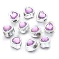 Shiny purple faceted heart resin beads with silver large hole spacer design for DIY - Purple Heart