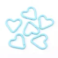 Sei moschettoni in alluminio azzurro a forma di cuore per portachiavi e accessori DIY - Cuore / 5 Pezzi / Blu