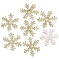 Lentejuelas de copos de nieve dorados para decoraciones navideñas DIY, set de 7 piezas - Copo de Nieve Dorado con Purpurina