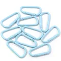 Moschettoni in lega di alluminio azzurro con clip a molla per zaini e artigianato. - Forma a D / Confezione da 10 / Blu Chiaro-D