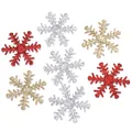Set de lentejuelas brillantes de copos de nieve de Navidad en rojo oro y plata - Copo de Nieve con Purpurina de Colores Aleatorios