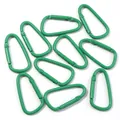 Moschettoni in alluminio verniciato verde con chiusura a molla per uso esterno - Forma a D / Confezione da 10 / Verde scuro