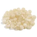 Set of creamy white translucent round beads for DIY jewelry making and clothing crafts - Beige Round Bead / 50Pcs/Bag