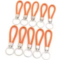 Lot de dix porte-clés tressés en similicuir orange vif pour clés et divers accessoires - 10 Pièces/Paquet (Longueur env. 11.5cm) / Orange