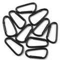 Set di moschettoni neri in alluminio a forma di D per portachiavi e zaini resistenti - Forma a D / Confezione da 10 / Nero