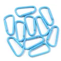 Confezione di moschettoni in lega di alluminio verniciato azzurro per portachiavi fai da te - Forma a D / Confezione da 10 / Blu
