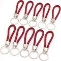 Pack de 10 lanières rouges tressées en similicuir pour clés, USB et bouteilles d'eau - 10 Pièces/Paquet (Longueur env. 11.5cm) / Bordeaux