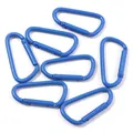 Set di moschettoni blu a forma di cuore in lega di alluminio con chiusura a molla DIY. - Forma a D / Confezione da 10 / Blu zaffiro