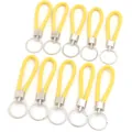 Dragonne porte-clés en cuir PU tressé jaune pour clés ou bouteilles d'eau cordon anti-perte - 10 Pièces/Paquet (Longueur env. 11.5cm) / Jaune