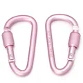 Coppia di moschettoni in lega di alluminio rosa con chiusura a vite per portachiavi - Forma a D / 2 Pezzi (5.8x3.1cm) / Rosa
