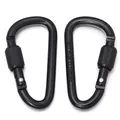 Moschettone a vite in alluminio nero resistente fibbia a D per portachiavi e zaino - Forma a D / 2 Pezzi (5.8x3.1cm) / Nero