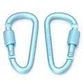 Moschettone in lega di alluminio azzurro con chiusura a vite per zaini e borse - Forma a D / 2 Pezzi (5.8x3.1cm) / Azzurro