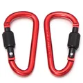 Portachiavi con moschettone a forma di cuore in lega di alluminio rosso e chiusura a vite - Forma a D / 2 Pezzi (5.8x3.1cm) / Rosso