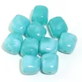 Cuentas cuadradas de acrílico con efecto mármol azul y blanco para joyería artesanal - Verde menta