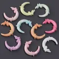 Colorful iridescent crescent moon charms with butterfly accents for DIY jewelry making - Solid Random Mixed Colors