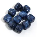 Cuentas cuadradas de acrílico jaspeado azul y blanco para la creación de joyas DIY - Azul zafiro