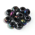 Iridescent UV plated acrylic large hole abacus beads for DIY jewelry and phone charms - 50 Pieces / Black Plated