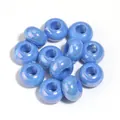 Sky blue UV coated acrylic large hole rondelle beads for DIY jewelry making crafts - 50 Pieces / Blue Plated