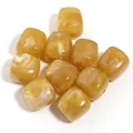 Cuentas cuadradas de acrílico amarillo ámbar jaspeado para joyería DIY y amuletos - Textura Amarilla y Blanca