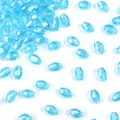 Perle di cristallo artificiale ovali sfaccettate azzurre per gioielli e ciondoli DIY - 50 Pezzi/Confezione (6x8mm) / Riso Ovale Sfaccettato Blu Lago