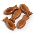 Handmade brown ceramic fish beads with glossy glazed finish for DIY jewelry crafting - Set of 6 / Light gold