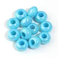 Cyan UV coated acrylic large hole abacus beads for DIY jewelry making - 50 Pieces / Rainbow Lake Blue
