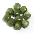 Cuentas de cubo de acrílico veteado verde para hacer joyas DIY y correas de teléfono - Verde oliva