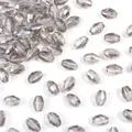 Perle di cristallo grigie sfaccettate a goccia per la creazione di gioielli fai da te - 50 Pezzi/Confezione (6x8mm) / Riso Ovale Sfaccettato Grigio