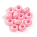 Shimmering iridescent pink UV-plated acrylic large hole abacus beads for DIY jewelry crafts - 50 Pieces / Light Pink Plated