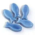 Sky blue ceramic fish-shaped loose beads for DIY handmade jewelry and accessories - Set of 6 / Lake Blue