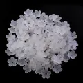 Frosted white five-petal flower beads with gold flecks for DIY jewelry making material - White Translucent Gold Foil