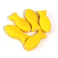 Small cute yellow ceramic fish-shaped loose beads for DIY jewelry making crafts - Set of 6 / Yellow